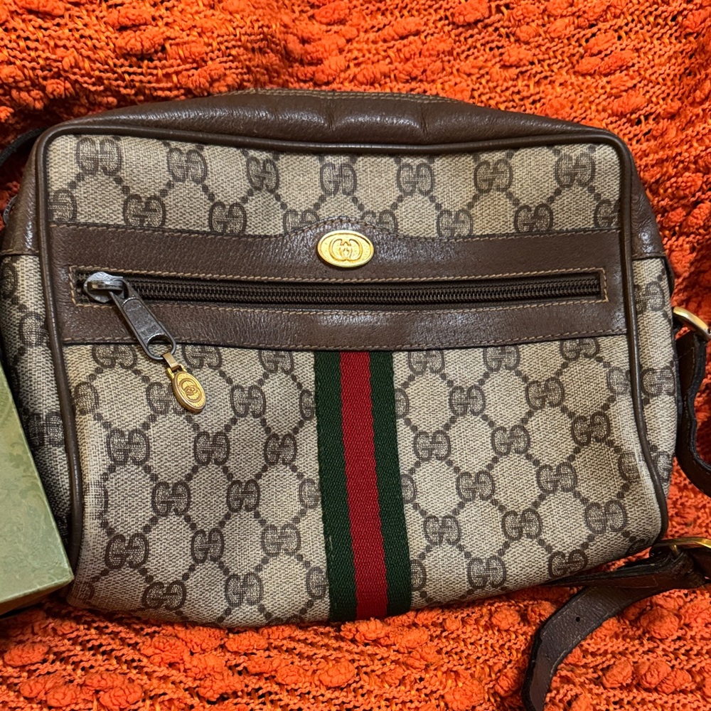 Gucci Sherry Line Brown and Tan Messenger Bag
